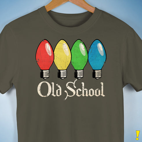 Old School Vintage Christmas Lights Unisex T-Shirt - Army